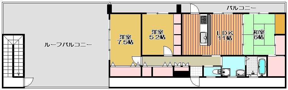 ラフォーレ林(3LDK/5階)の間取り写真