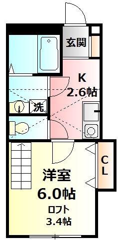 ピュアメゾン秦野南矢名(1K/2階)の間取り写真