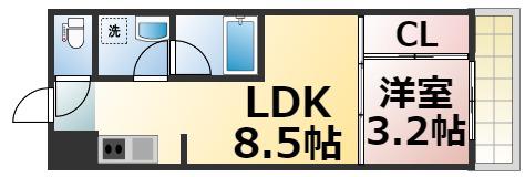 アドラブール今里(1LDK/9階)の間取り写真