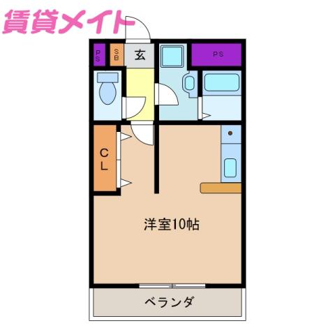ミレニアム楠(ワンルーム/3階)の間取り写真