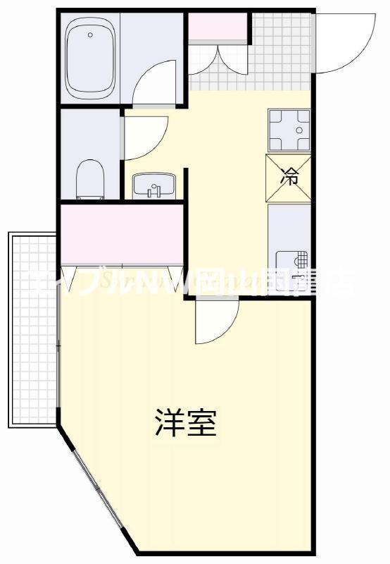 ヴァンテアン東山(1K/2階)の間取り写真