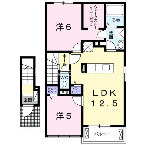 アルコバレーノVII ノース(2LDK/2階)の間取り写真