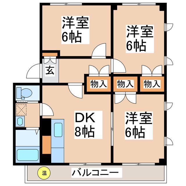 レイクビュー104(3DK/2階)の間取り写真