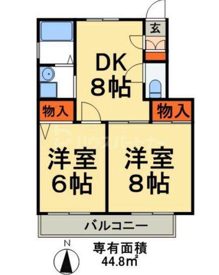 プラムカントリー(2DK/1階)の間取り写真
