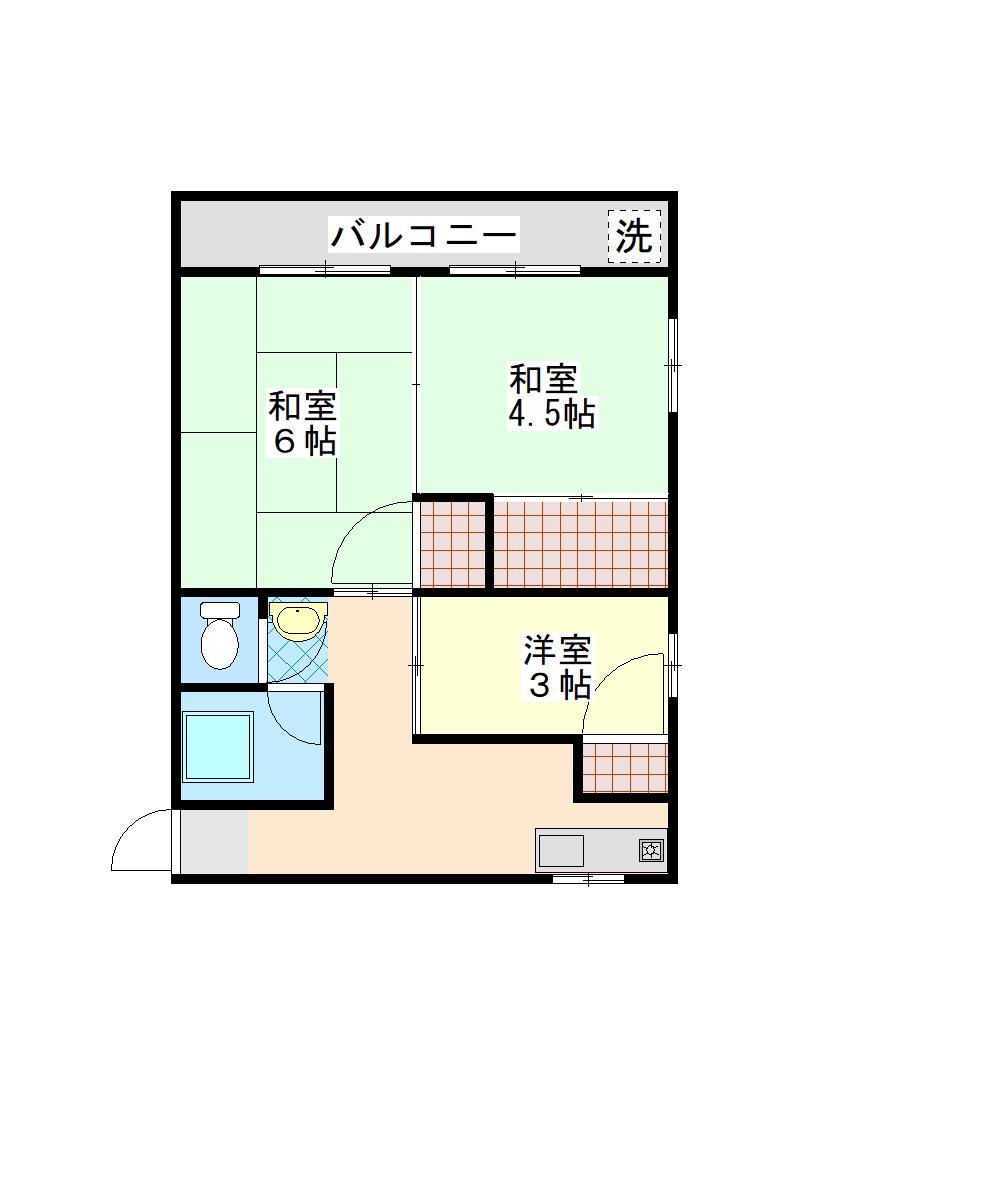 フォレスト東谷山(3K/2階)の間取り写真