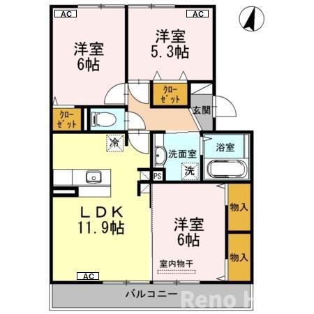 レチエIII(3LDK/2階)の間取り写真