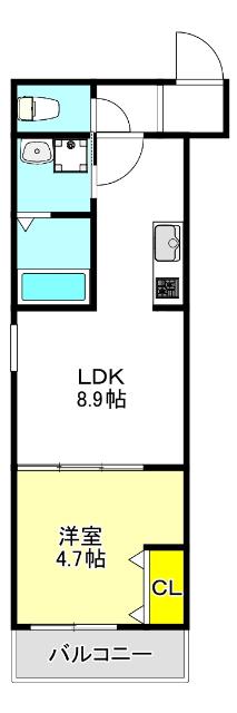 フジパレス鴫野東ウエスト(1LDK/1階)の間取り写真