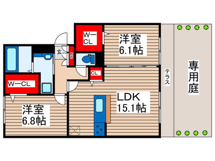 ROOF TOP VIEW(2LDK/1階)の間取り写真