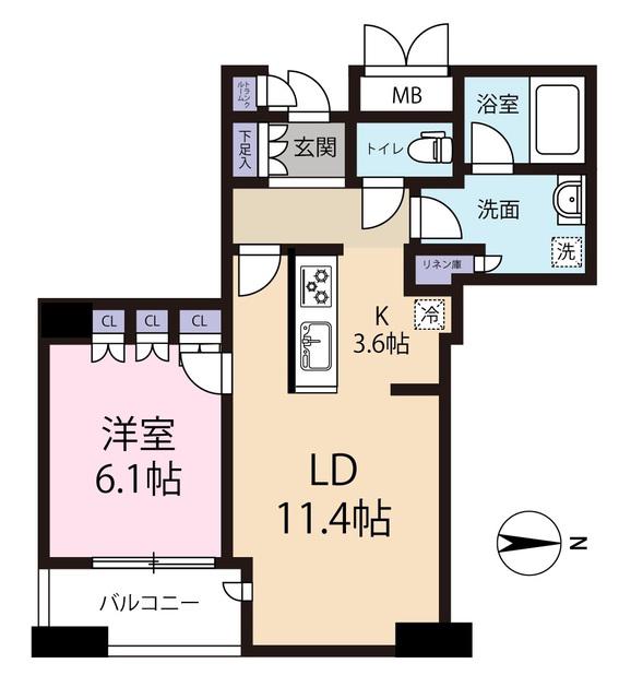 ディーグラフォート大阪NYタワー肥後橋(1LDK/15階)の間取り写真