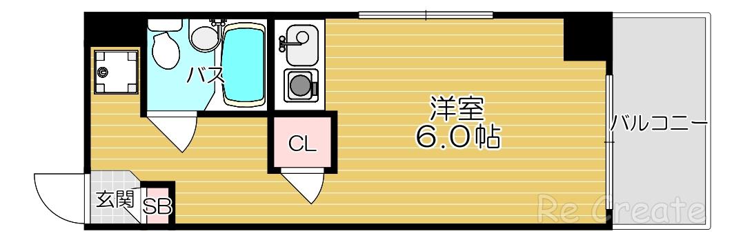 グランピア上汐(ワンルーム/5階)の間取り写真