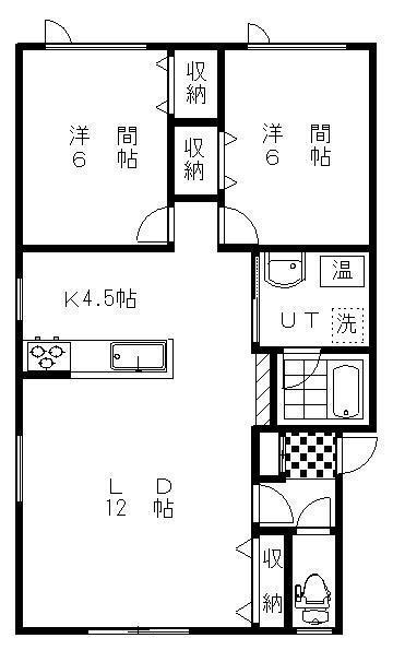 ルラーシュII(2LDK/1階)の間取り写真