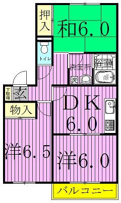 メゾンヤマリIII(3DK/2階)の間取り写真