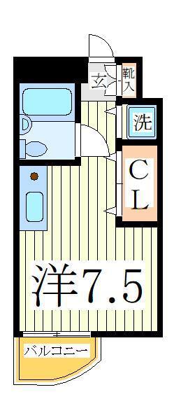 ハイホーム流山(ワンルーム/6階)の間取り写真