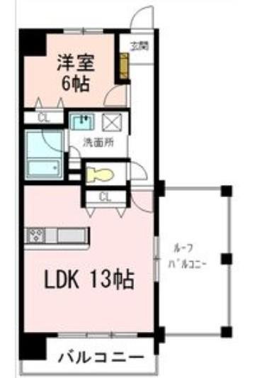 ハピネス城北(1LDK/8階)の間取り写真