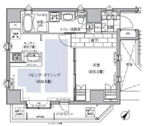 ザ・グランフォーリア目黒(1LDK/7階)の間取り写真