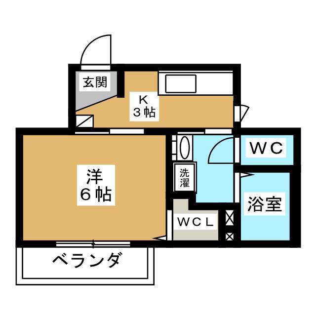 モンテベルデ大口(1K/1階)の間取り写真