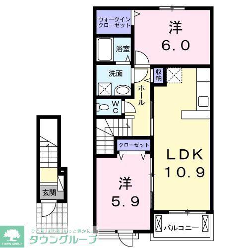 グロウステイト S(2LDK/2階)の間取り写真