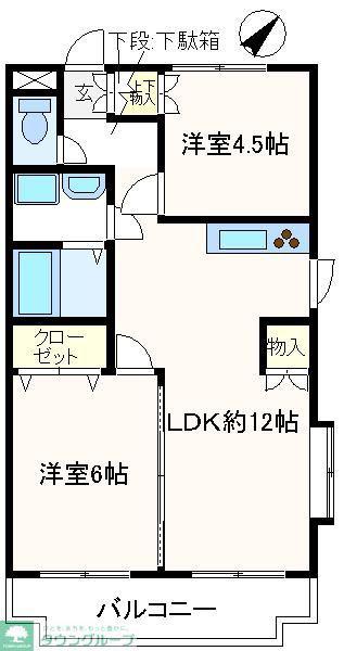 ホワイト富士見(2LDK/3階)の間取り写真