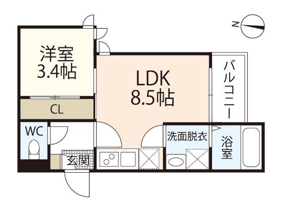 REGALEST ALIVIO(1LDK/1階)の間取り写真