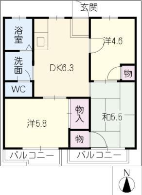 青空パレス(3DK/1階)の間取り写真