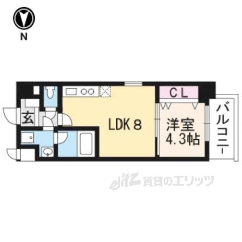 アクアプレイス京都三条朱雀(1LDK/5階)の間取り写真