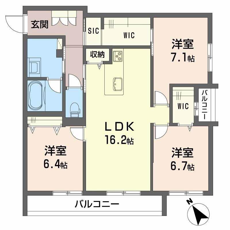 SHAMAISON グランフィリア(3LDK/2階)の間取り写真
