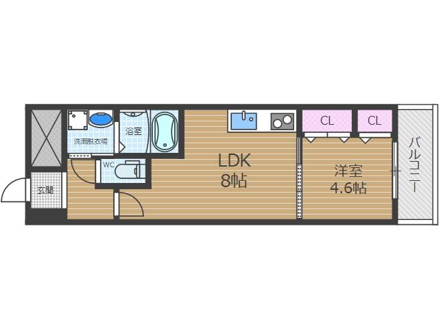 リオヴェール彩都(1LDK/2階)の間取り写真
