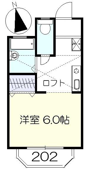 ウエストタウン谷原(1K/2階)の間取り写真