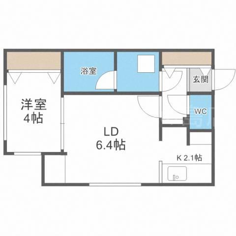 ANGELIC GARDEN新札幌(1LDK/4階)の間取り写真