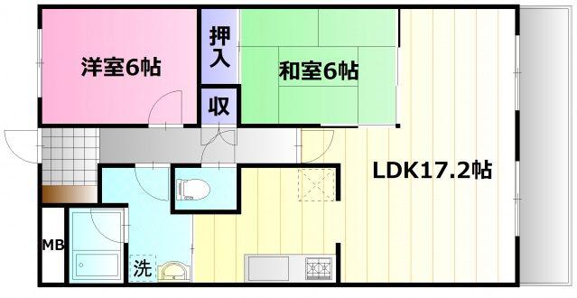 プロスペリティNAKAMURA(2LDK/3階)の間取り写真