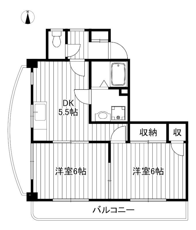 LES STA平和台(2DK/2階)の間取り写真