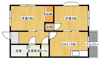 第2桐原ハイツ(2DK/2階)の間取り写真