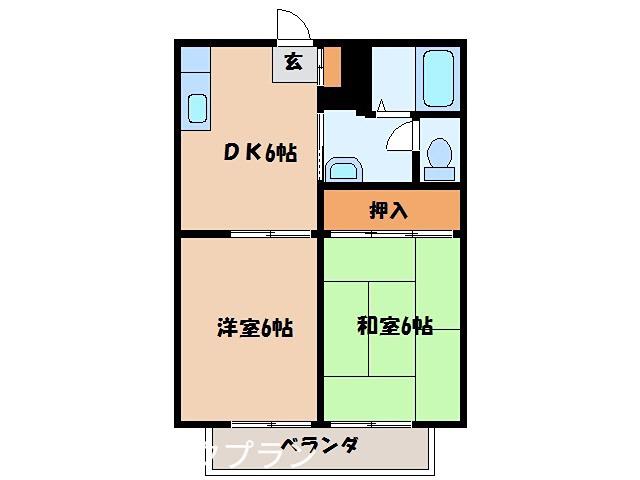 コンセール三笠(2DK/1階)の間取り写真