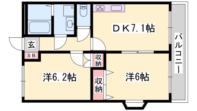 プラグレス(2DK/1階)の間取り写真