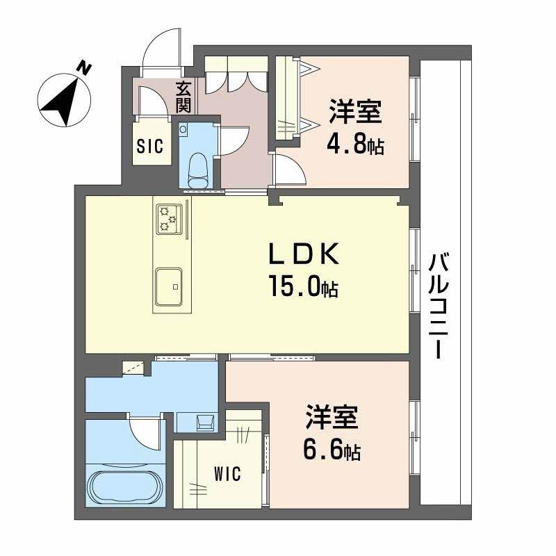 シャーメゾン高宮通(2LDK/2階)の間取り写真