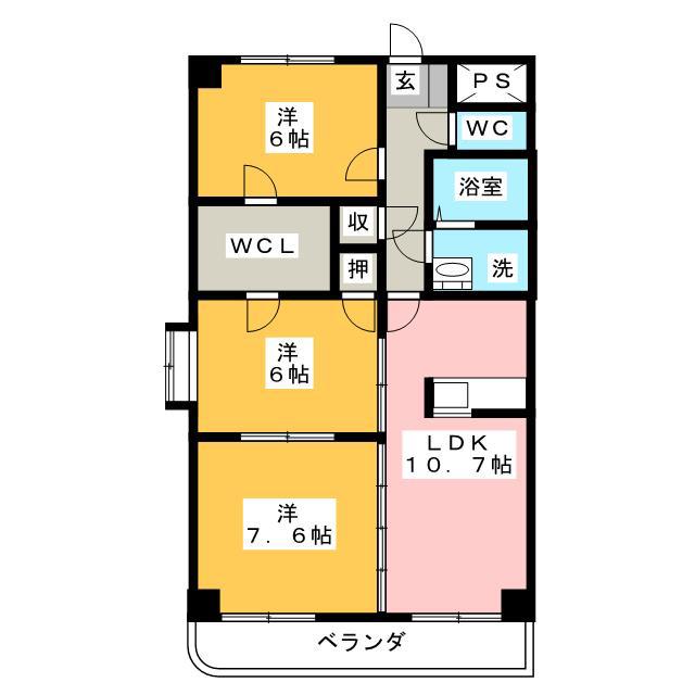 アゼリア阿古曽(3LDK/5階)の間取り写真
