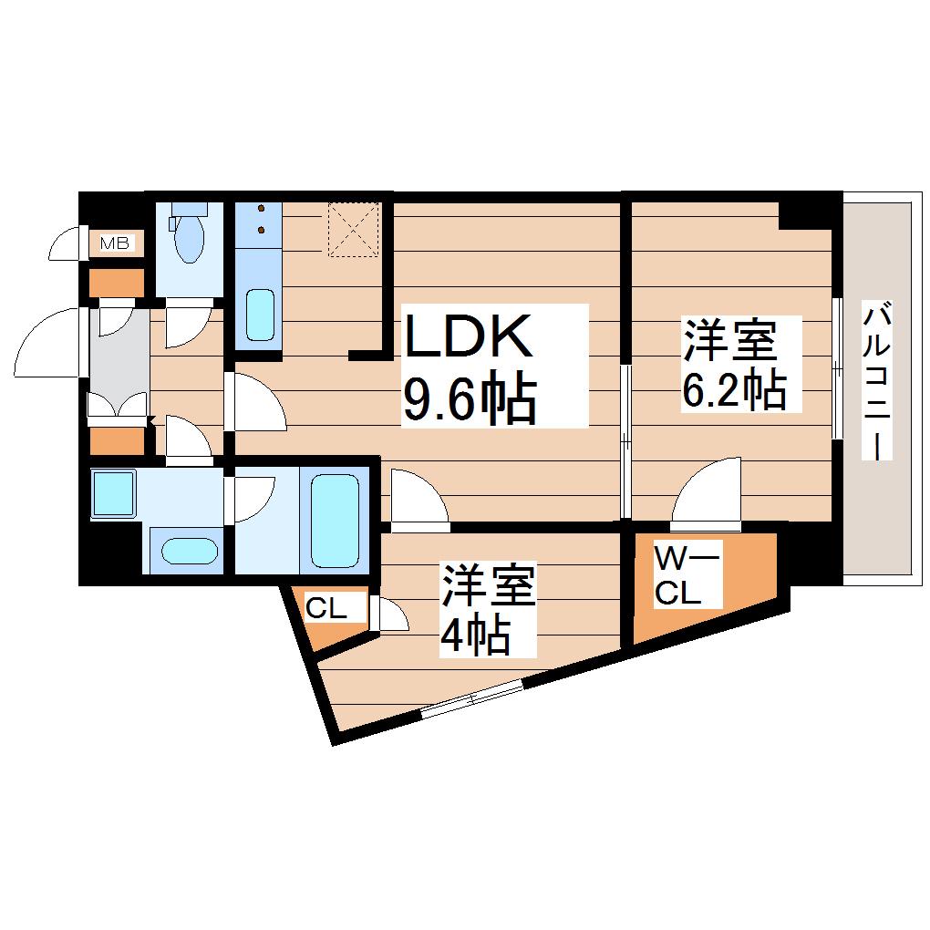 しゃとれ梅田町(2LDK/1階)の間取り写真