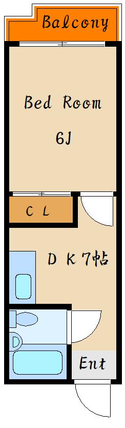 マンションセブン(1DK/3階)の間取り写真