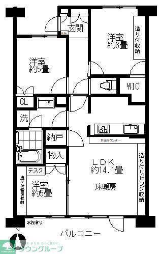 アクラスI(3LDK/9階)の間取り写真