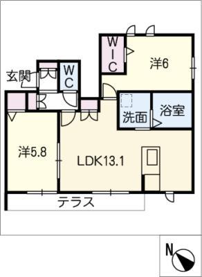 グランツ祇園(2LDK/1階)の間取り写真