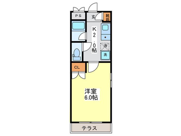 CUBIC小杉(1K/1階)の間取り写真