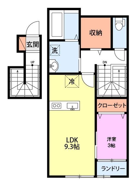 COMMON富塚町(1LDK/2階)の間取り写真