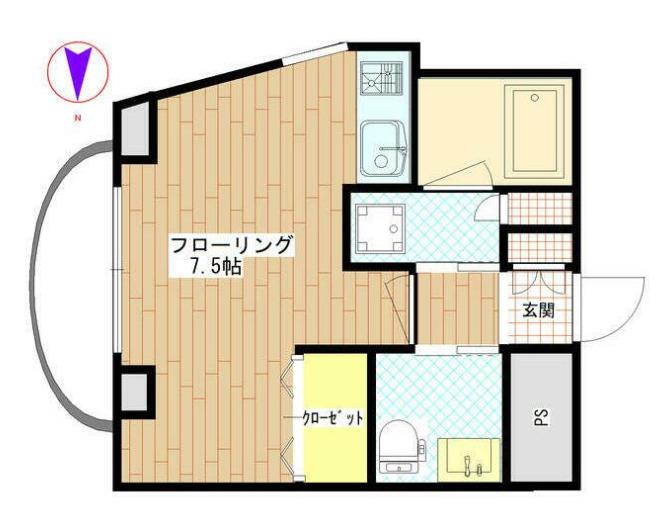 アンシャンテⅡ(ワンルーム/2階)の間取り写真