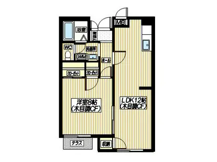 メゾンはなさわ(1LDK/1階)の間取り写真