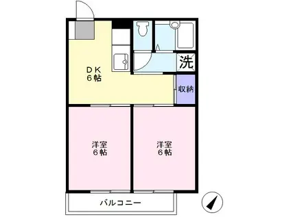 パインステージ(2DK/1階)の間取り写真
