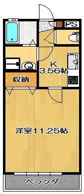 ウイングヴィラ枝野C(1K/1階)の間取り写真