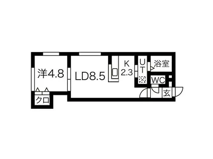 ミアモリエコトニ(1LDK/4階)の間取り写真