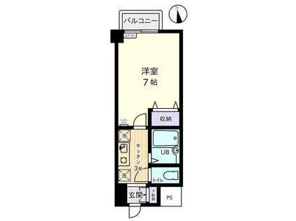 信開グラビス城川原(1K/2階)の間取り写真