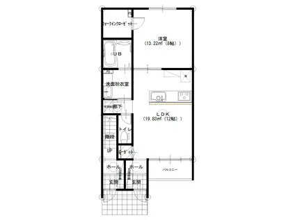 ブルーシエル(1LDK/1階)の間取り写真