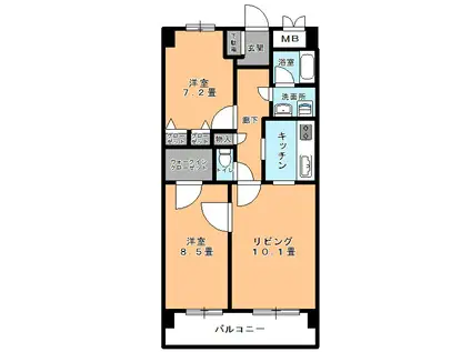 ベイシス第6三幸マンション(2LDK/3階)の間取り写真